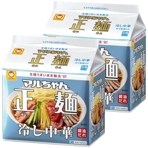 正麺 冷やし中華 醤油だれ 5食 ×2袋セット|ノンフライ麺|袋麺 インスタント
