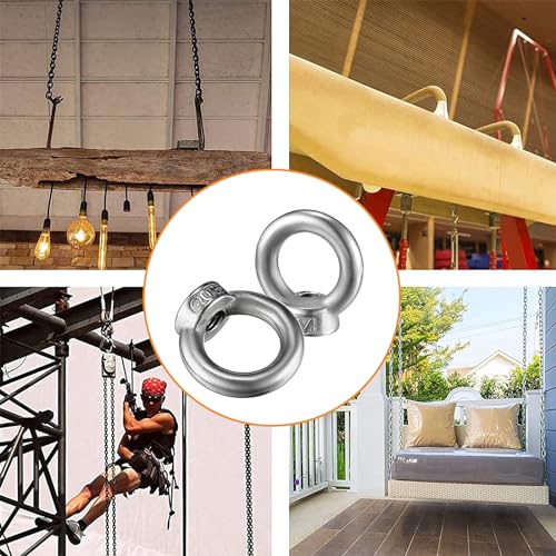 Augenmutter, 10 Stück Ringmutter M10, Ringmutter Edelstahl, Edelstahl Augenmuttern für Seilmontage, Hebezubehör, Oberflächenpolieren, Silber