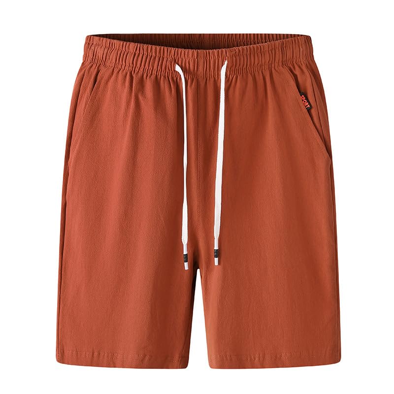 Men's Summer Linen Cotton Shorts Loose Fit Breathable Beach Shorts Lightweight-image-24