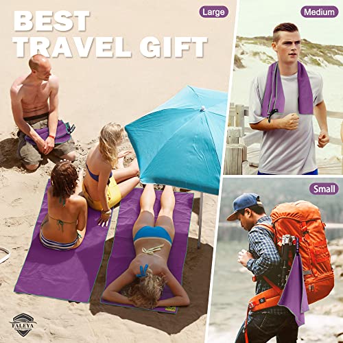 Faleya.wzw Camping Towel Fast Drying, 3 Size Microfiber Travel Towels Set With Bag Super Absorbent & Ultra Soft Compact For Beach Hiking Yoga Travel Sports Backpack (48" X24'',24''X16'',12''X12'') #TOP4