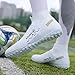 Kikaluo Men's Soccer Shoes Indoor Turf Cleats High-Tops Lace-Up Non-Slip Spikes Futsal Football Boots White EU 40