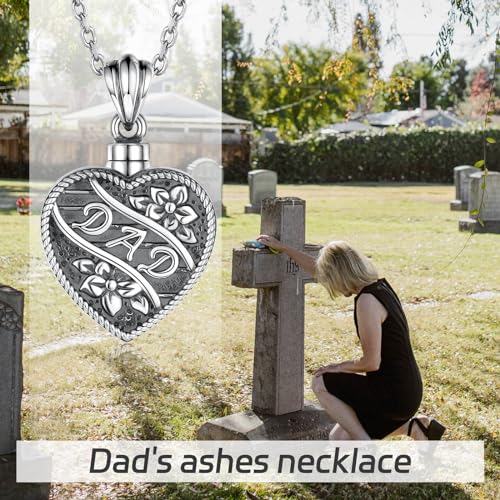 925 Sterling Silver Mom Dad Urn Necklace for Daughter Loss Mother Memorial Cremation Jewelry for Ashes4