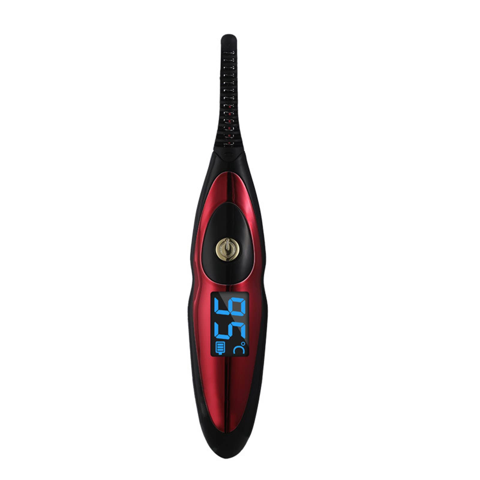 Podgrzewana zalotka do rzęs, elektryczna lokówka do rzęs, ciepła z wbudowanym grzebieniem, dla kobiet, ładowana przez USB, instrument do rzęs, inteligentna kontrola temperatury (2,5 x 14 cm, czerwona)