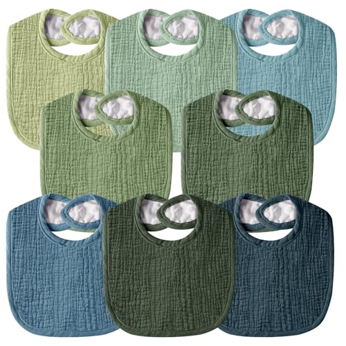 Image of Wrrernsin Muslin Baby Bibs for Unisex Boys Girls, Cotton Drool Bibs, Adjustable Newborn Bibs for Drooling and Teething