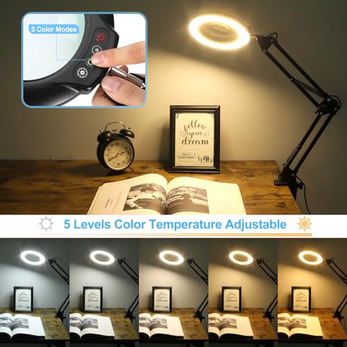 Veemagni 10X Magnifying Glass With Light And Stand, 3-In-1 Adjustable Swing Arm Magnifying Floor Lamp thumb #4