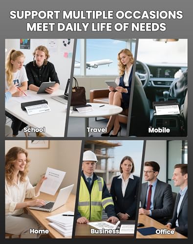 vretti P83 Mobiler Drucker A4, Tragbarer Thermodrucker A4 für Unterwegs, Bluetooth-Verbindung für Smartphones, Kompatibel mit Android/iOS, Reisedrucker für Hause, Lernen,Schwarz