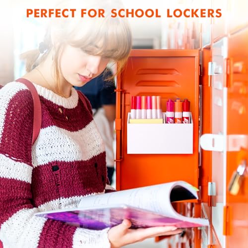 Image of BEYGORM Magnetic Dry Erase Marker Holder for Whiteboard & Refrigerator | Non-slip Acrylic Pen Holder for Classroom, Fridge Magnet, Locker Organizer Accessories, Teacher & School Supplies(White)