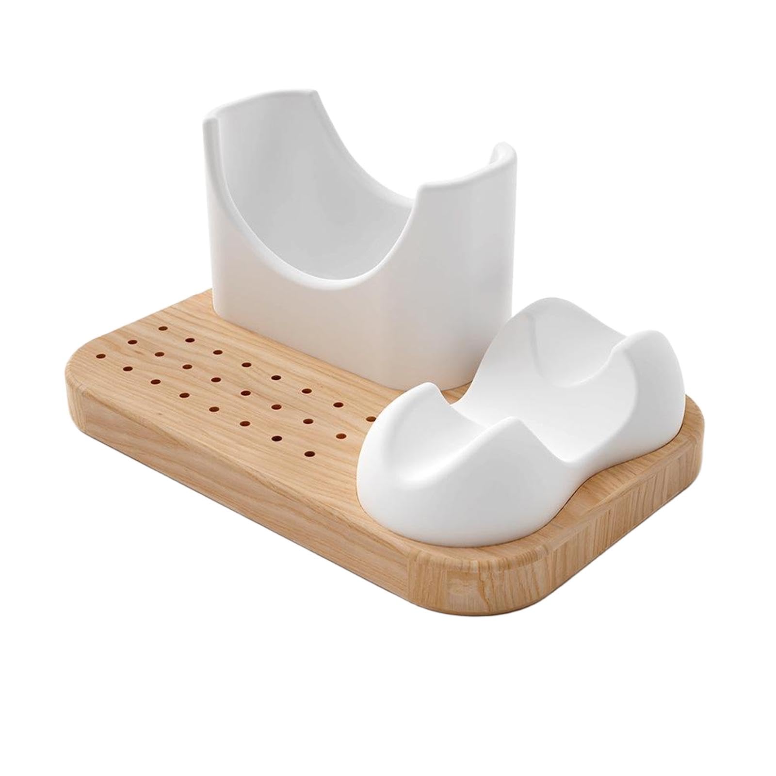 Soporte de Madera para Torno de Uñas 3 en 1, Expositor de Silicona Suave para Manicura