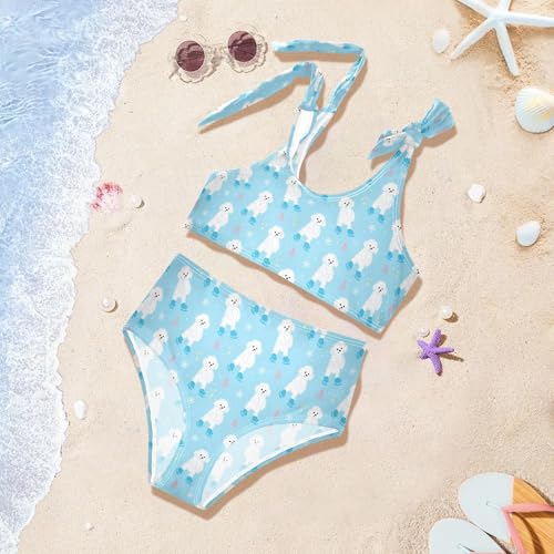 Toddler Girls Bikini Set Ski Dog Swimsuits Kid Bowknot Swimwear 2 Piece Bathing Suit 3-12T 5
