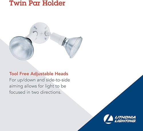 Miniatura 7 de Lithonia Lighting OFTH 300PR 120 WH M12 - Soporte ajustable para doble par, luz de inundación estándar para exteriores para seguridad y seguridad,