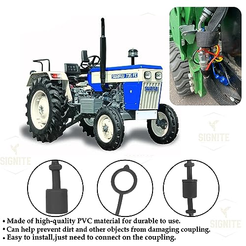 Image of SIGNITE 2 Sets, 3 /8 ISO A Tractor Hydraulic Hose Caps and Plugs, Quick Disconnects, Black PVC, Cap, Dust Cap, Plug Fittings