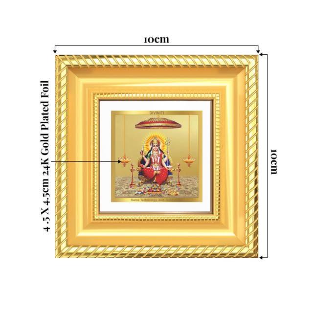 Image of DIVINITI Santoshi Mata 24K Gold Plated Foil Tabletop Photo Frame for Home Decor, Puja Room, Luxury Gifting | DG Frame 015 S1A (10x10 CM)