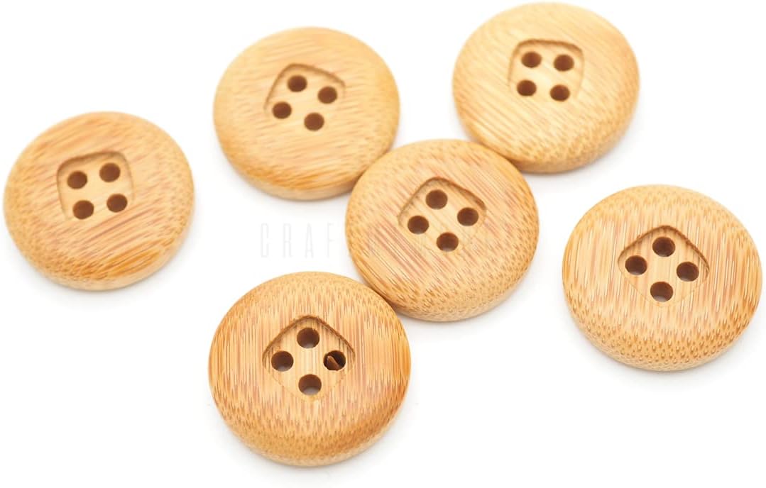 CRAFTMEMORE Bamboo Buttons 4 Holes Round Wood Button for Garment Sewing DIY Crafts B70 (13mm, 144pcs)