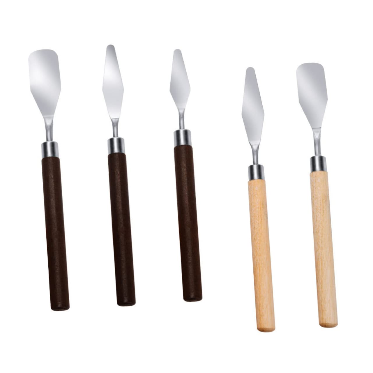 Gogogmee Stainless Steel Drawing Knife Set 5pcs Palette Knives Ergonomic Handle Perfect for Oil Painting