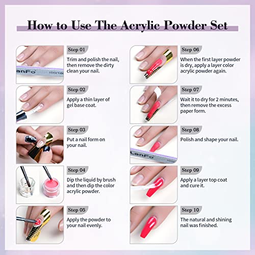 Lanfo Acrylic Powder Set 12 Colors Nail Acrylic Powder Glitter Acrylic Nail Powder Professional Acrylic Nail Powder Extension Carving Nail Kit Gifts No Nail Lamp Needed #TOP6