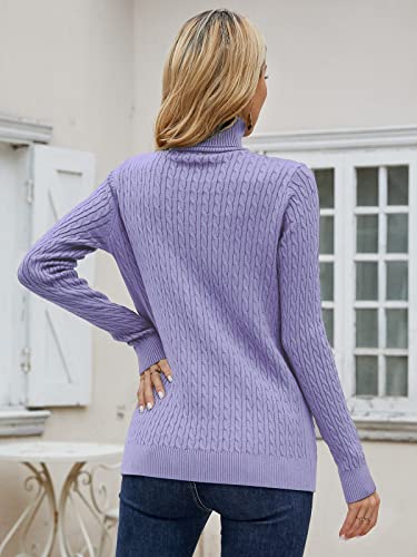Image of SANGTREE Women's Cable Knit Sweater Long Sleeve Turtleneck Tops | Unmatched Softness| Lightweight Comfort| Rib Knit Cuffs| All Season Versatility| Suitable for Various Combinations