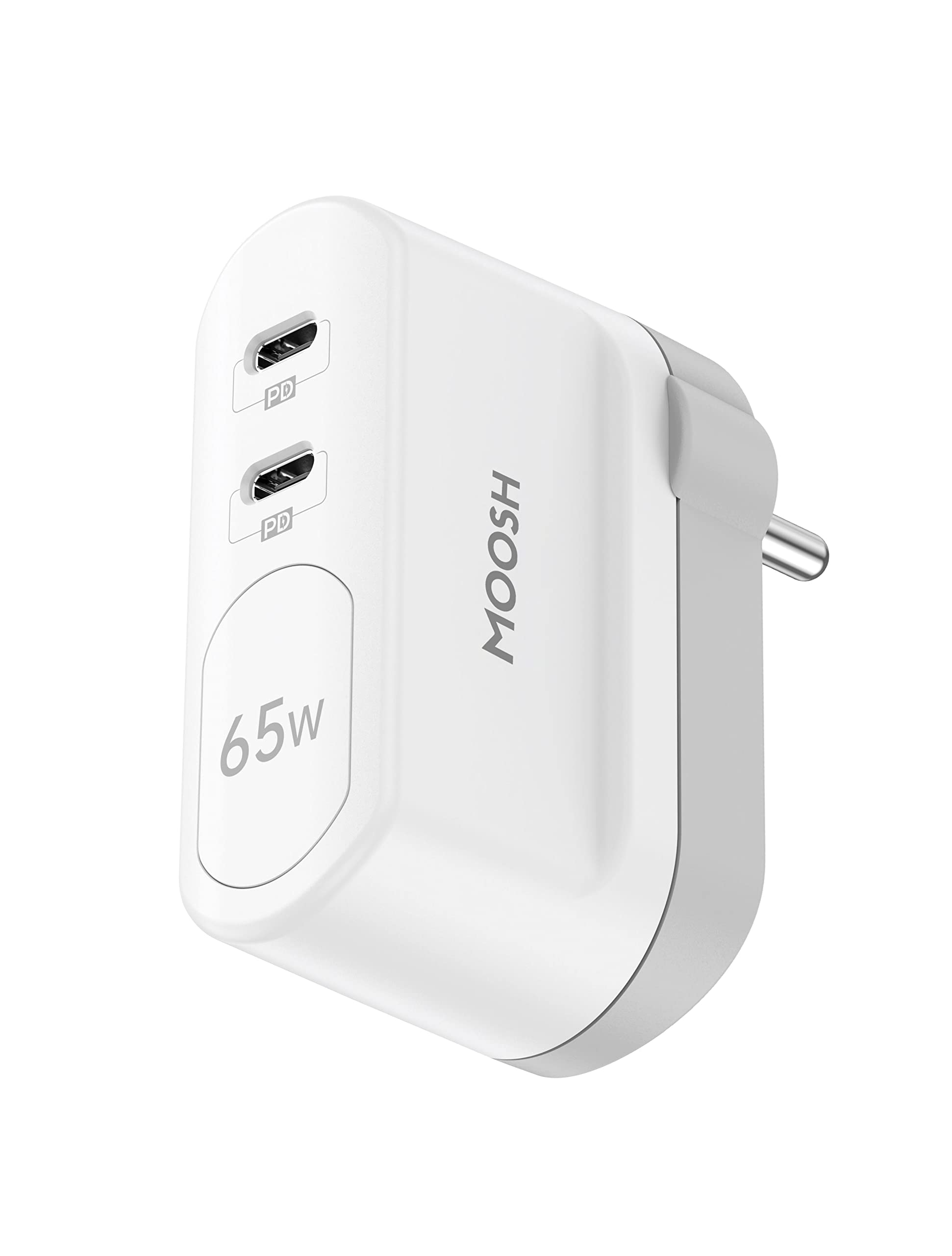 MOOSH 65W Gan Power Charger Dual USB Type C Power Delivery Foldable Plug Bis Certified Gan Wall Charger 65W for Android & iPhone Cellular Phone, Earpods, White (B0C66HZRDW) Amazon Price History, Amazon Price Tracker