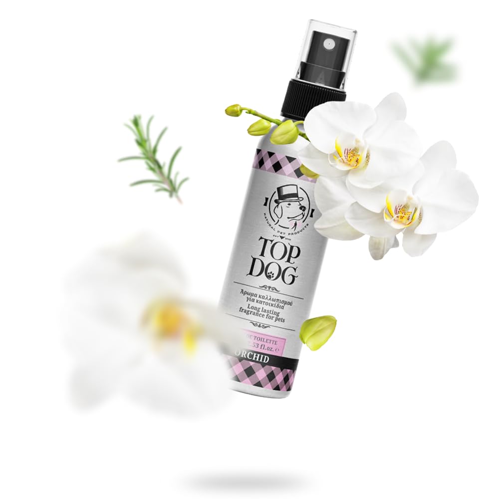 Perfume para Perros - Colonia Hidratante - Aroma Exótico de Orquídeas - con 80% Ingredientes Naturales - Top Dog Orchid