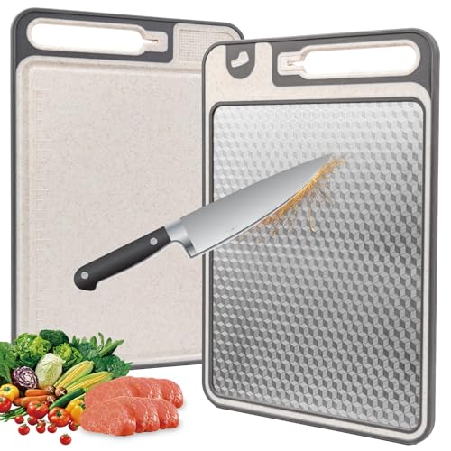 XIAPIA Schneidebrett Edelstahl & Kunststoff mit Messerschärfer 36,9 * 25 CM 0,7 KG, Groß Metall Schneidebrett für die Küche, BPA Frei...