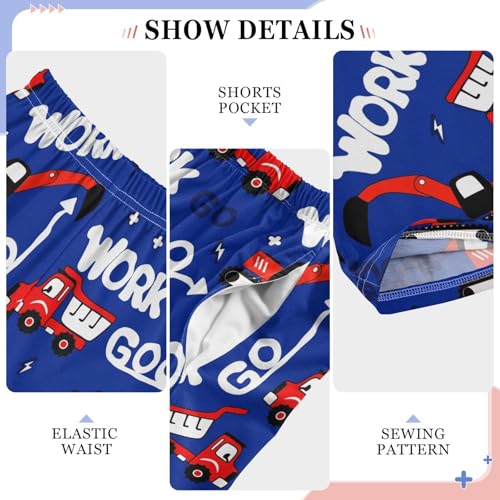 ZZXXB Cartoon Bulldozer Boys Long Pants Soft Trousers Elastic Waist Kids Lounge Bottoms with Pockets S-XL4