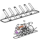 Mr IRONSTONE Floor Bike Rack for Garage, Indoor Outdoor Bicycle Storage Stand, Bike Parking Rack for Mountain, Road & Kids Cycles (Black, 6-Slot)