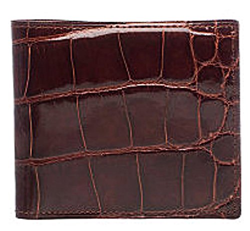 Wallet Mens Hipster Alligator Leather Card Slots Cognac ABHP