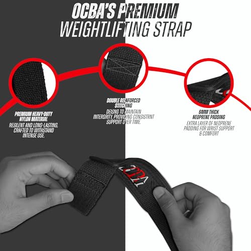 OCBA Zughilfen für Krafttraining Handgelenkschlaufen für Gewichtheben robuste Handgelenkbandagen gepolstert für Fitnessstudio Handgelenkstützen Powerlifting Fitness-Griffe