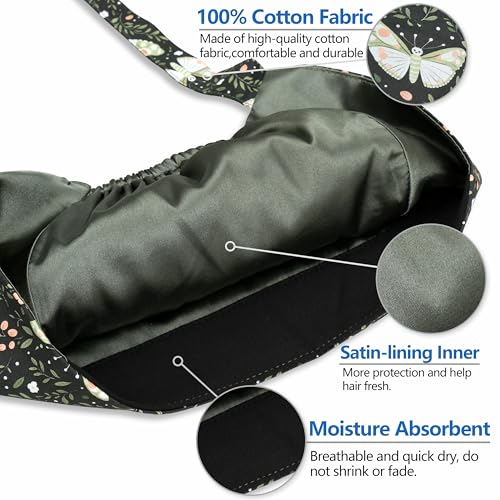 Image of Adjustable Scrub Cap with Button, Satin-Lined Cotton Scrub Hat Sweatband, Elastic Working Hat Unisex, One Size