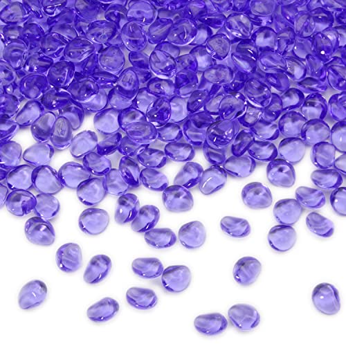 PMLAND 370 pietre acriliche trasparenti da 16 mm, da spargere per tavolo, matrimoni, baby shower, feste, riempitivi per vasi, graziose pietre irregolari a forma di mandorla, viola