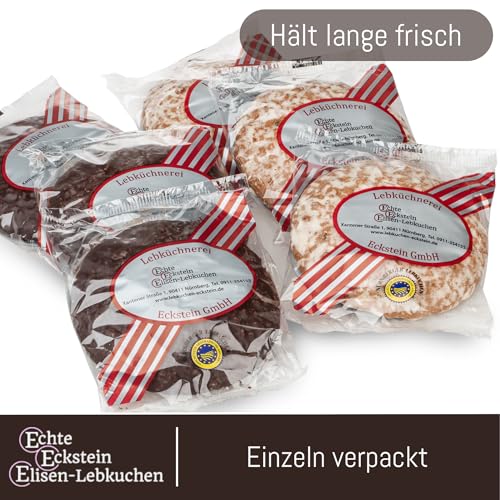 Nürnberger Elisen-Lebkuchen - 6 Stück gemischt - 450g - Dose: Historisches Nürnberg - Echte Eckstein Elisenlebkuchen