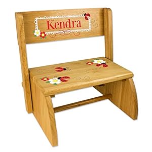 Personalized Ladybug Red Step Stool Bench Seat