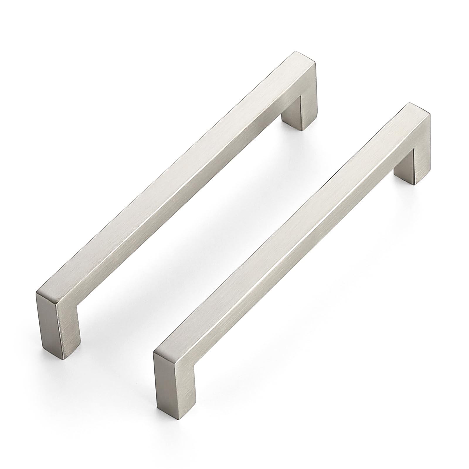 JOY DECOR 6 Pack Cabinet Handles, Brushed Nickel Cabinet Pulls, 6-1/4 Inch Kitchen Closet Handles Square Drawer Pulls Stainless Steel Drawer Hardware,