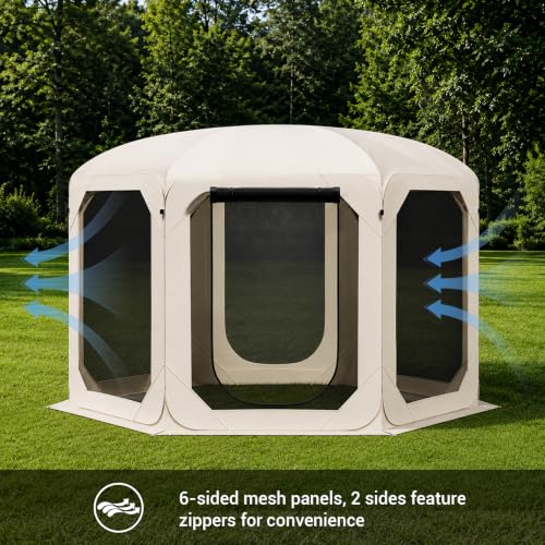Pop Up Screen Tent for Family Camping, 10x10ft Instant Portable Canopy Screen House with Carry Bag, Windproof Sandbags & Stakes, Outdoor Mesh Shelter for Patio Beach Picnic Party Backyard - image 5