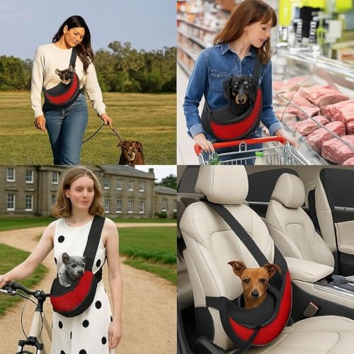 Bolsa de Transporte para Cachorro e Gato - Canguru de Ombro com Bolsos, Porta Celular, Multiuso para