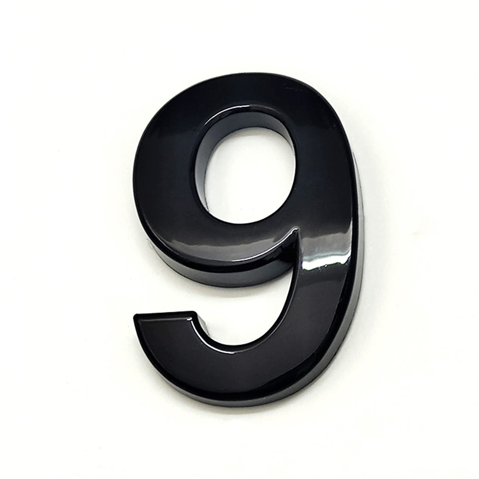 3D Self Adhesive House Plaque Number Sticker 2 Inch 5cm Black ABS Plastic Door Number Room 0-9 Digits for Hotel Apartment Home Mailbox Bins Outdoor Street Plate Yard Weatherproof Anti-Rust (9)
