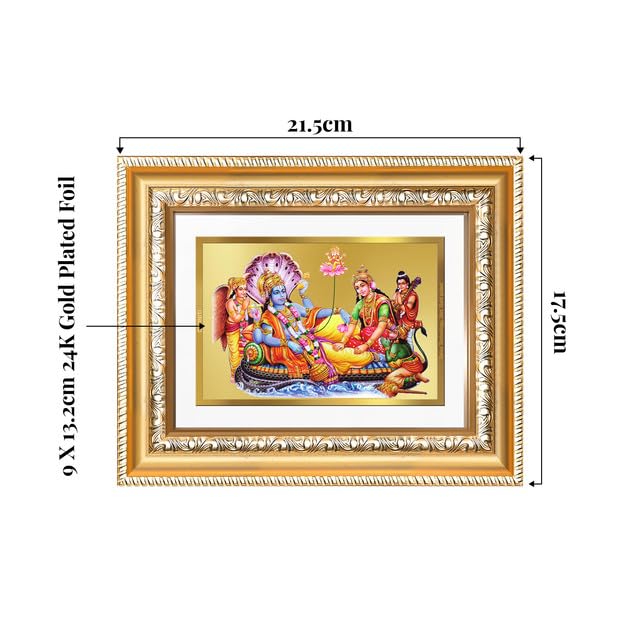 Image of DIVINITI Lakshmi Vishnu 24K Gold Plated Foil Wall and Tabletop Photo Frame for Home Decor, Puja Room, Luxury Gifting | DG Frame 112 S2 (21.5x17.5 CM)