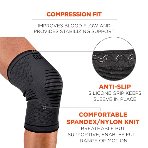 Image of Ergodyne ProFlex 601 Knee Compression Sleeve Support for Men and Women Black, Large