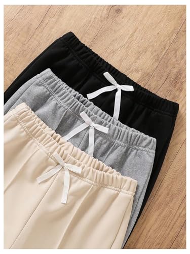 SHENHE Girl's 3 Pack Sweatpants Flare Leg Elastic Waist Athletic Sweatpants Workout Active Pants4