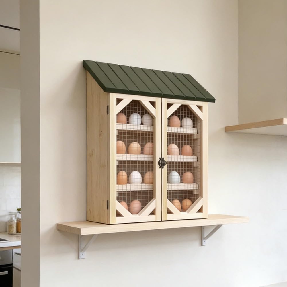Cabina de huevos de granja, aporta encanto campestre a tu encimera de cocina, contenedor organizador de huevos de estilo rústico para huevos, decoración decorativa de cocina de granja para