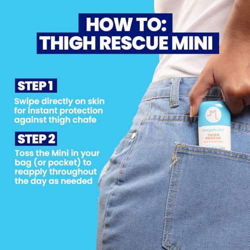 megababe thigh rescue anti-chafe stick mini  travel size great for on-the-go  prevents skin chafe amp irritation  thighs arms bra-lines amp more