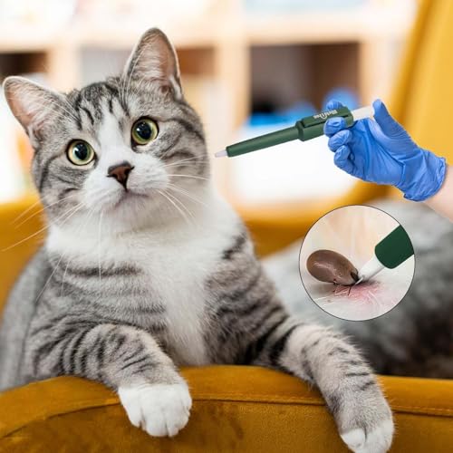 DALAETUS 2 Stück Zeckenschlinge Set, Leichtigkeit Zeckenzange für Hund, Katzen, Pferde, Zeckenlasso für Entfernen Sie Nymphien und Ausgewachsene Zecken (Grüner)