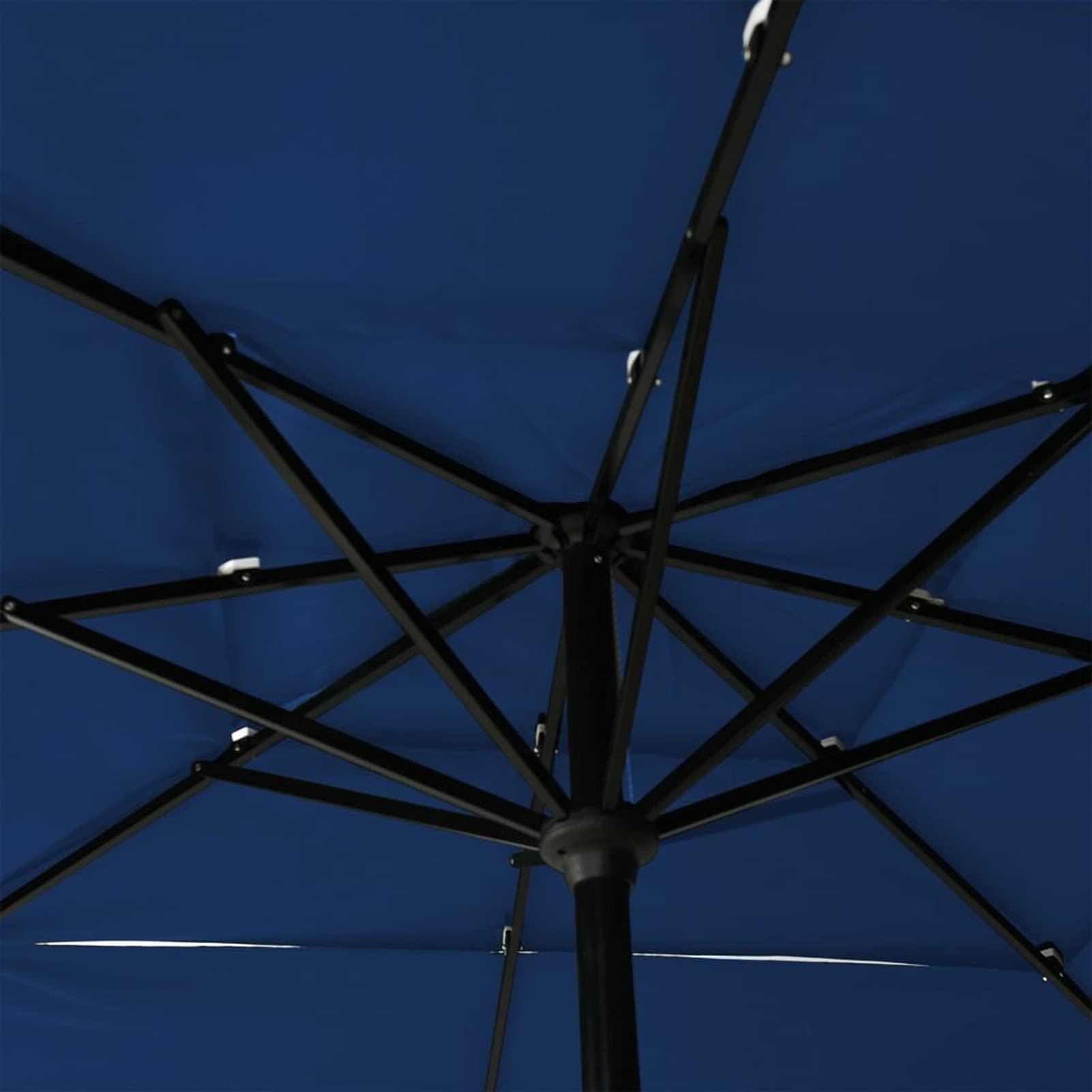 Homgoday 3-poziomowy parasol z aluminiowym drążkiem, niebieski lazurowy, 2,5 x 2,5 m, zewnętrzny parasol przeciwsłoneczny, zadaszenie na balkon, do ogrodu, na taras, taras i podwórko