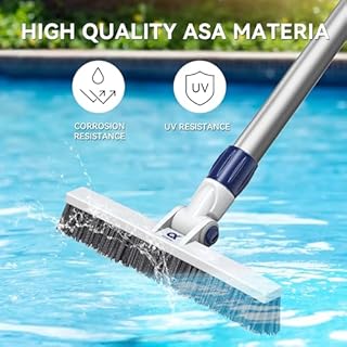 12" Pool Brush Head Cleaning Pool Wall &Waterline Tiles & Steps, Premium PP Bristles Pool Scrub Brushes for Small Inground Pools & Above-Ground Pools Spa Bathroom Hot Tub Fit Standard Pool Pole
