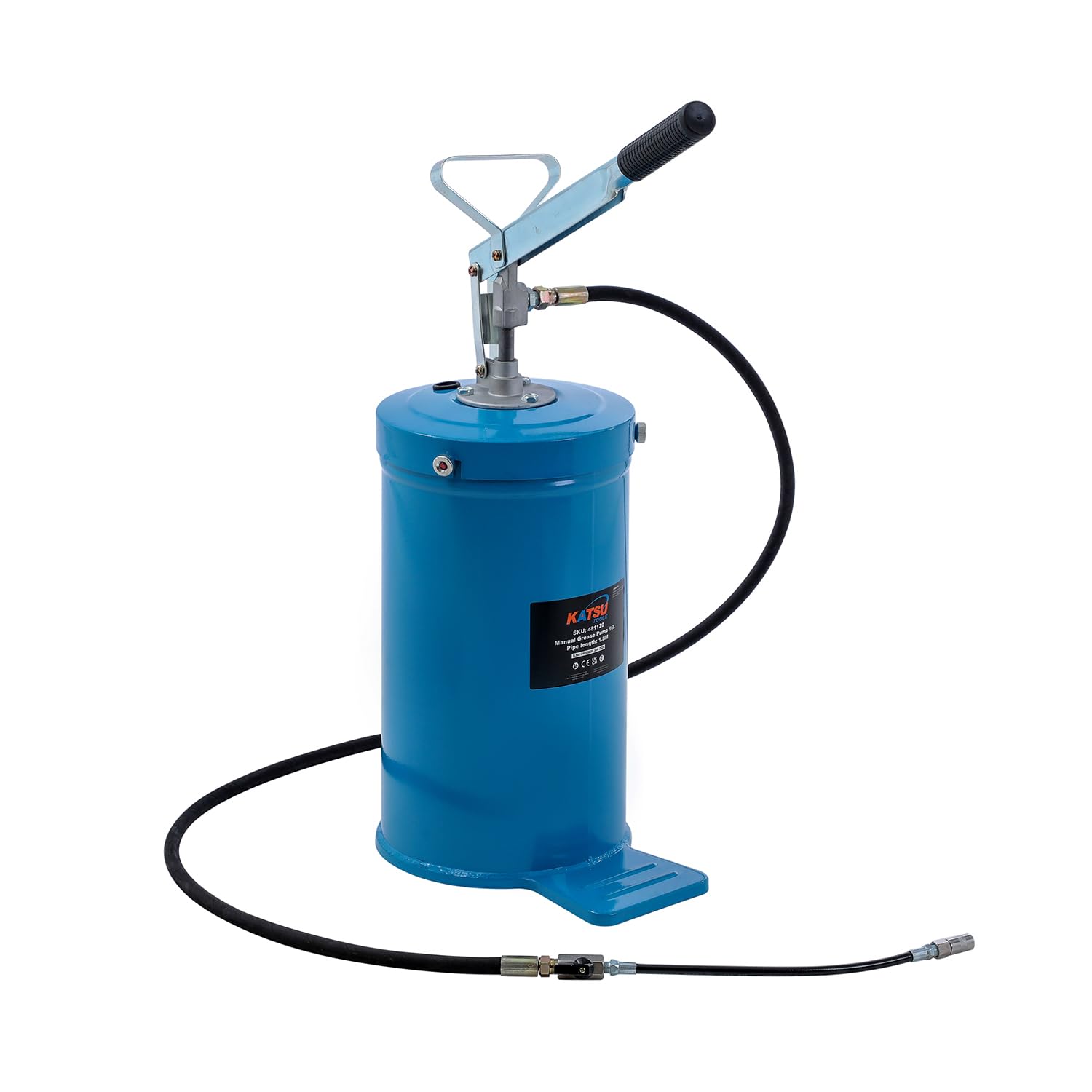 KATSU Tools Pompa per Grasso Manuale 16L Distributore di Grasso Ingrassatore con Pompa Portatile Pistola per Grasso a Mano, Lubrificatore per Veicoli e Macchine 481120