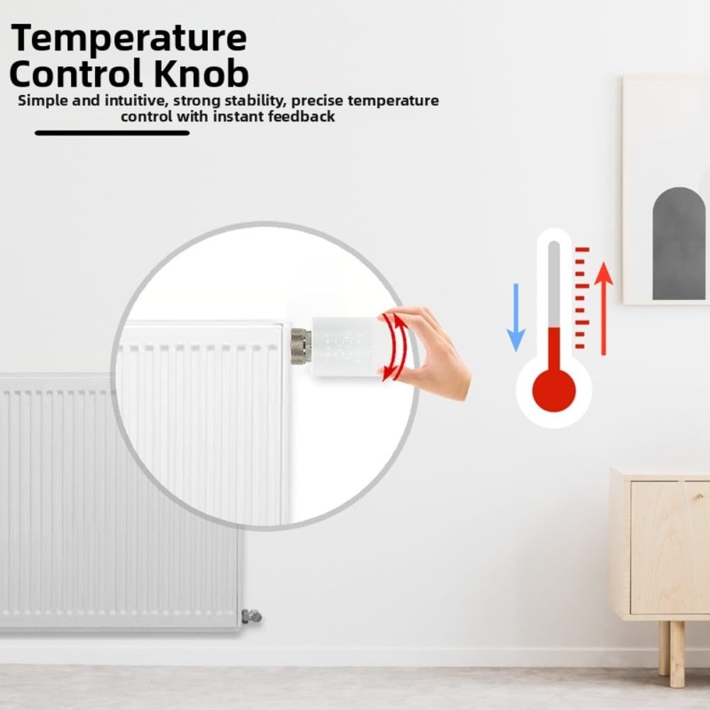Válvula termostática de radiador TRV programable, control de temperatura con programación personalizada y conector M30 x 1,5 mm, compatible con sistemas de calefacción doméstica, rango ajustable de 5