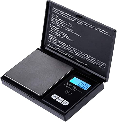Zacro Balance de Poche - Haute Précision Balance de Cuisine 200gx0.01g, Portable Mini Balance de Bijoux Livré avec 2 piles (Noir profond) Cover