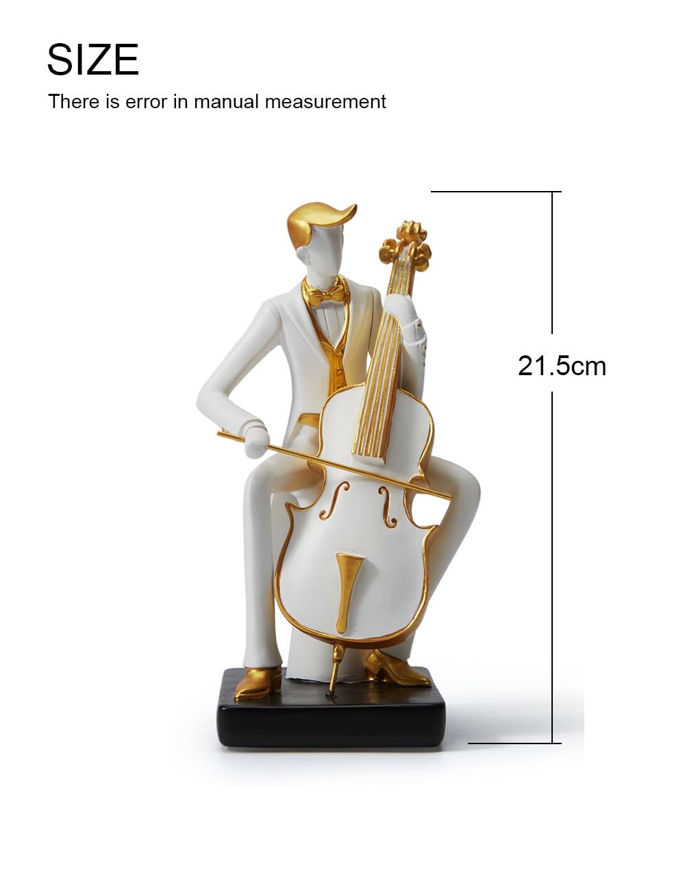 HAUCOZE Statua Musicista Violoncello Scultura Figurina Moderna Decorazione Pianoforte Arte Musica Regalo per Scaffalf Scrivania Soprammobili Resina 22cm