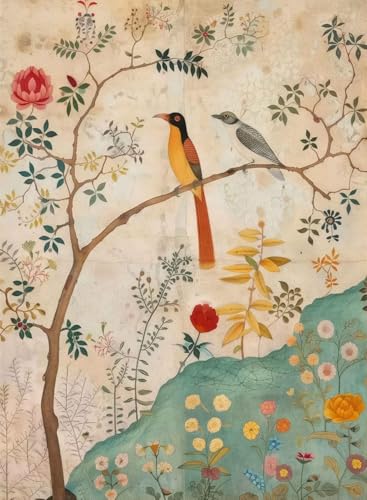 Paint by Numbers for Adults and Kids Beginner Vintage Persian Birds Flowers Painting by Number Kits On Canvas Number Artist Paint by Number Kit Oil Painting Acrylic Paints Home Wall Decor Gift