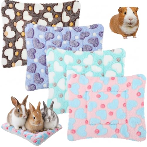 Jetec 4 Pcs Guinea Pig Bed Mat 11" x 10" Bunny Beds for Rabbits Indoor Washable Small Animal Bed Plush Sleeping Pad for Rat Hedgehog Sugar Glider Chinchilla Squirrel Dogs Cats Ferrets Hamster by Jetec - Used condition - US$11.09
