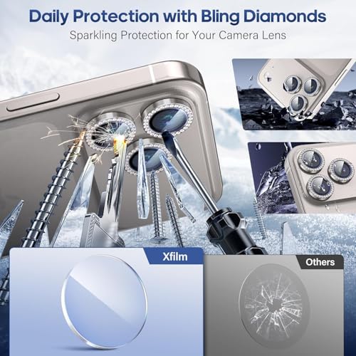 Image of for iPhone 17 Pro / 17 Pro Max Camera Lens Protector Bling, Individual Diamond Metal Ring with 9H Hardness, Scratch-Proof Camera Screen Protector, Stylish Accessories, Case Friendly (Gray)